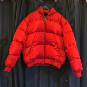 POLO BY RALPH LAUREN RED PUFFER JACKET (LARGE)